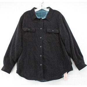 NWT Love Tree boutique Jacket Womens XL Blue corduroy plaid shacket reversible